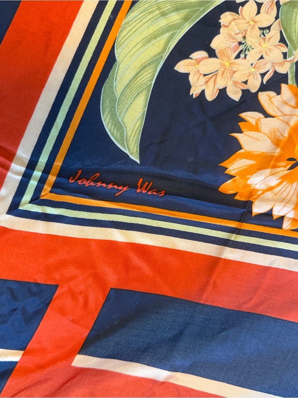 Women’s Johnny Was Red Floral Silk Scarf